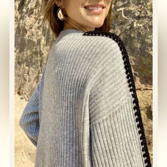 NWT 27 Miles Malibu Leila Wool Cashmere Cardigan Tan/Black XS - Picture 5 of 14